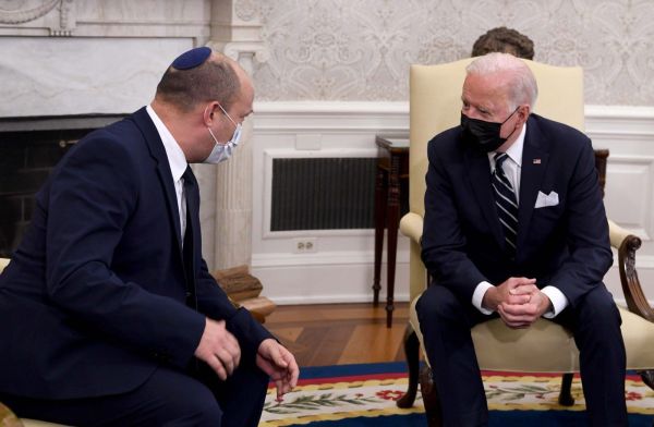 Prime Minister Naftali Bennett, right, meets with U.S. President Joe Biden in the Oval Office of the White House, Friday, Aug. 27, 2021, in Washington. (Photo: GPO)