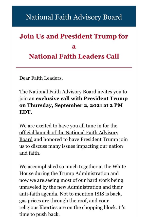 Evangelical leaders praying for President Donald Trump (Photo: Twitter feed of the National Faith Advisory Board)