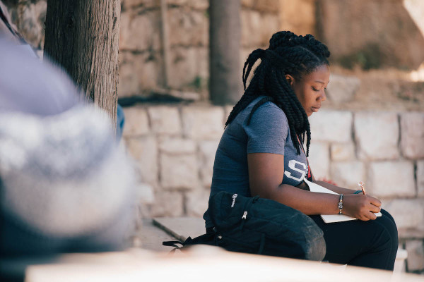 Christian college students on a trip to Israel with Passages (Photo courtesy)