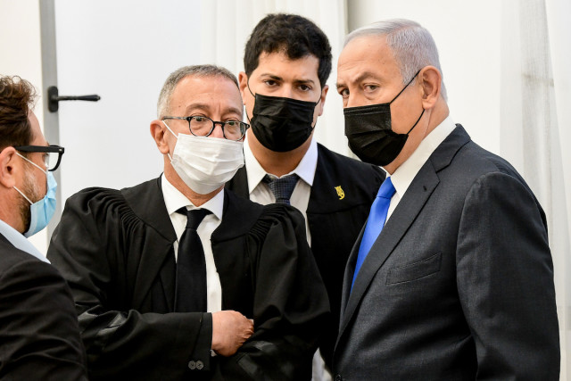 Israeli Prime Minister Benjamin Netanyahu seen as he arrives for a court hearing at the District Court in Jerusalem on Feb. 8, 2021, PM (Photo: Reuven Kastro/POOL)