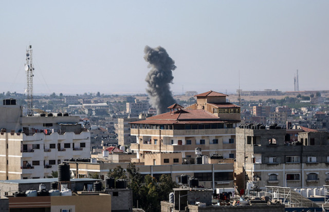 An Israeli air strike in the city of Rafah, in the southern Gaza Strip, May 19, 2021. (Photo: Abed Rahim Khatib/Flash90)