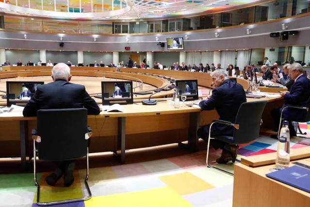 Israeli Foreign Minister Yair Lapid at the EU’s Foreign Affairs Council in Brussels, July 12, 2021 (Photo: European Union)