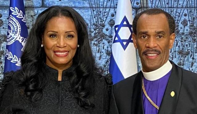 Church of God in Christ Bishop of Israel Glenn Plummer and First Lady Ruth Pauline Plummer, Ph.D. at the Israeli president's New Year's reception, Dec. 29, 2021. (Photo: courtesy)