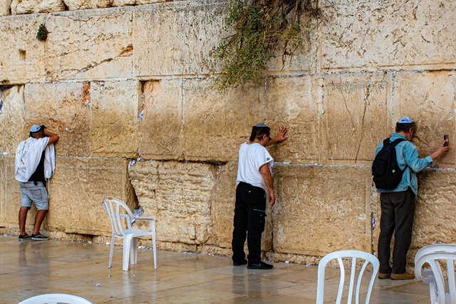 Prayer at the Western Wall in the Old City of Jerusalem