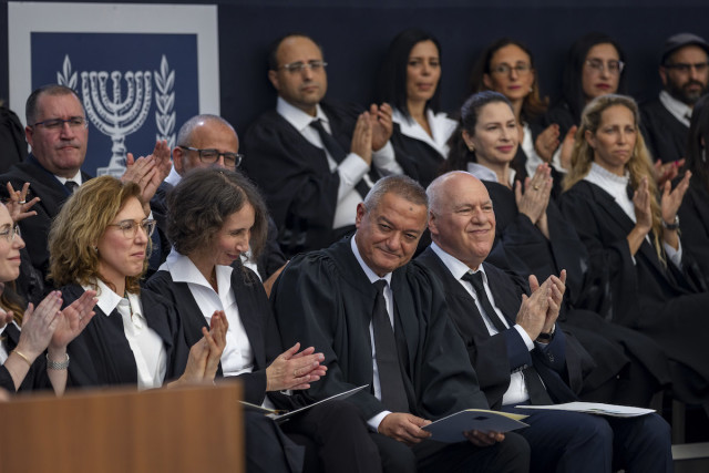 Judge Khaled Kabub (center) at a swearing in ceremony for newly appointed judges at the President's Residence in Jerusalem, May 09, 2022. (Photo: Olivier Fitoussi/Flash90)