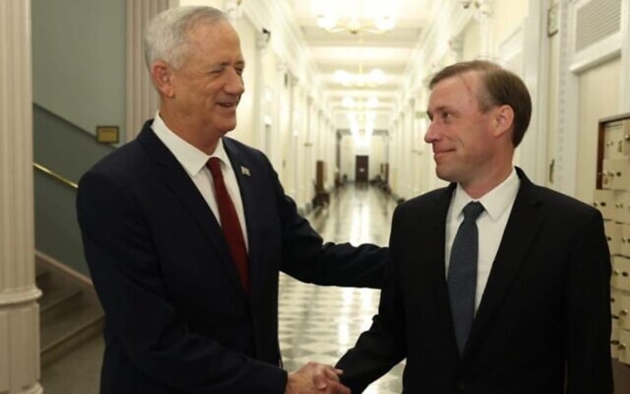 Israeli Defense Minister Benny Gantz meets with US National Security Advisor Jake Sullivan in Washington DC, August 26, 2022. (Photo: Yossi Mai/Defense Ministry)