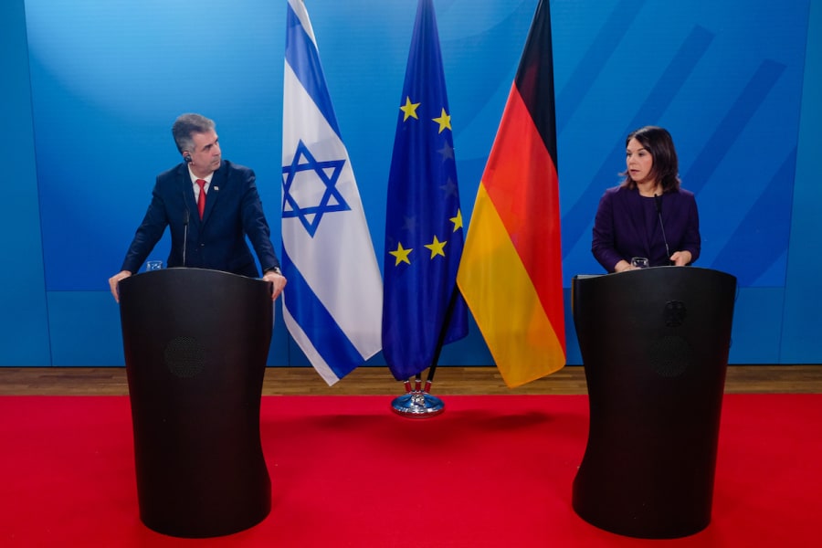 German Foreign Minister Annalena Baerbock meets with Israeli Foreign Minister Eli Cohen at the Foreign Office in Berlin, Germany, Feb. 28, 2023. (Photo: Christian Marquardt/NurPhoto)