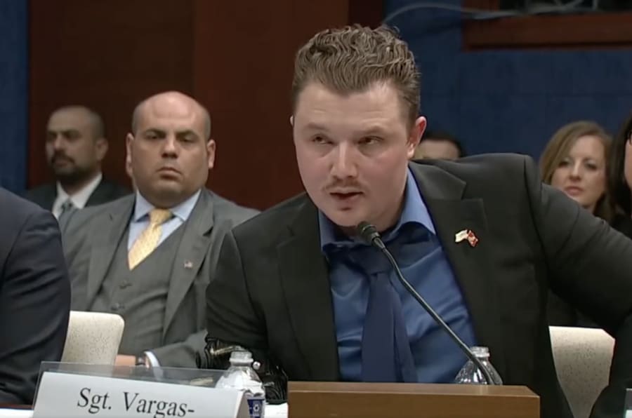 US Marine Corps Sergeant Tyler Vargas-Andrews testifying before Congress (Photo: Screenshot)