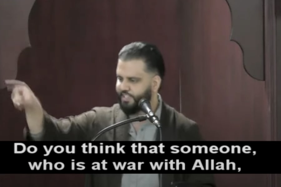 Imam Imran Salha in a sermon at the Islamic Center of Detroit, Michigan, May 19, 2023 (Photo: Screenshot/MEMRI)