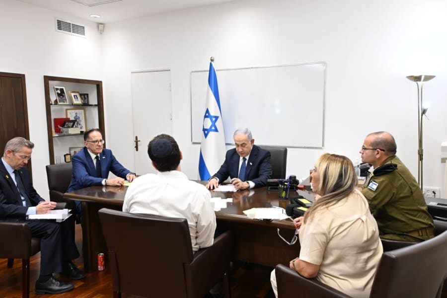 Prime Minister Benjamin Netanyahu is currently holding a security assessment via conference call, at the Kirya in Tel Aviv. (photo credit: GPO)