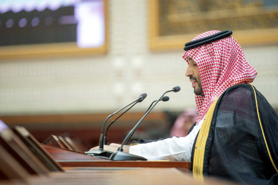 Saudi Crown Prince Mohammed Bin Salman delivers Annual Address at Shura Council in Riyadh, Saudi Arabia, Sept 18, 2024. (Photo: Saudi Press Agency/Handout via REUTERS)