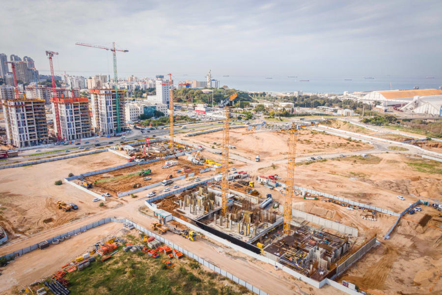 Aerial view of construction in the southern Israeli city of Ashdod, January 5, 2025. (Photo: Liron Moldovan/Flash90)