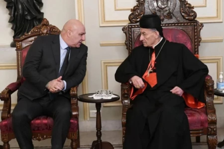 Maronitischer Patriarch Kardinal Bechara Boutros Al-Rahi trifft Joseph Aoun im Januar 2024. (Foto: Das Maronitische Patriarchat)