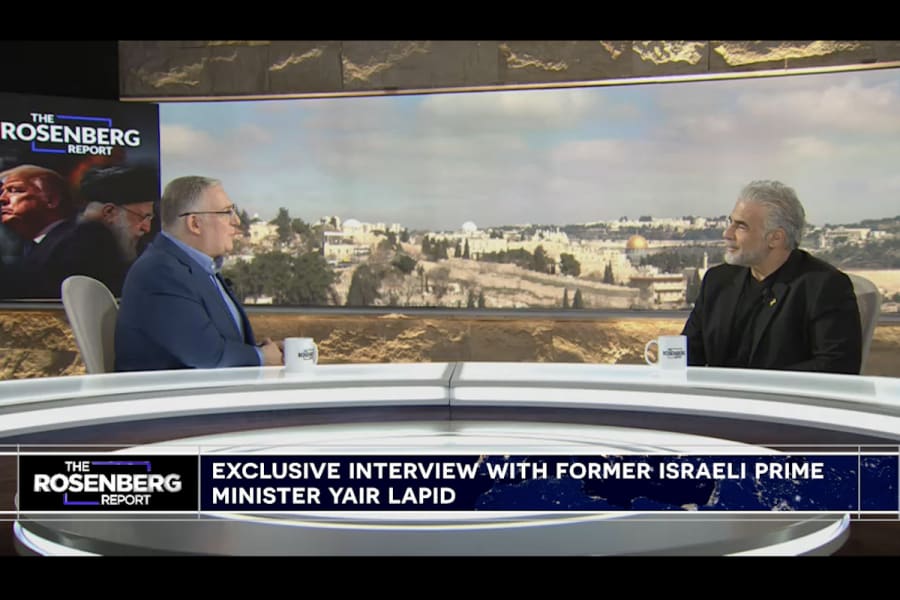 Joel Rosenberg interviews Israeli opposition leader Yair Lapid on TBN's The Rosenberg Report (Photo: Screenshot)