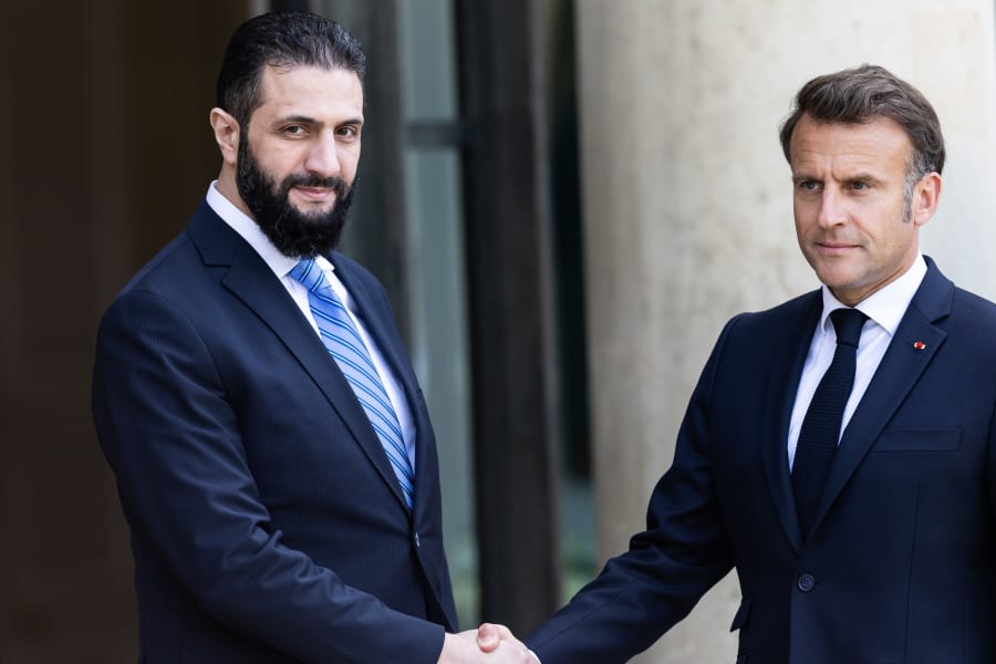 Le président Ahmed al-Sharaa au palais de l'Élysée, à Paris, France, le 7 mai 2025. (Photo : Reuters)