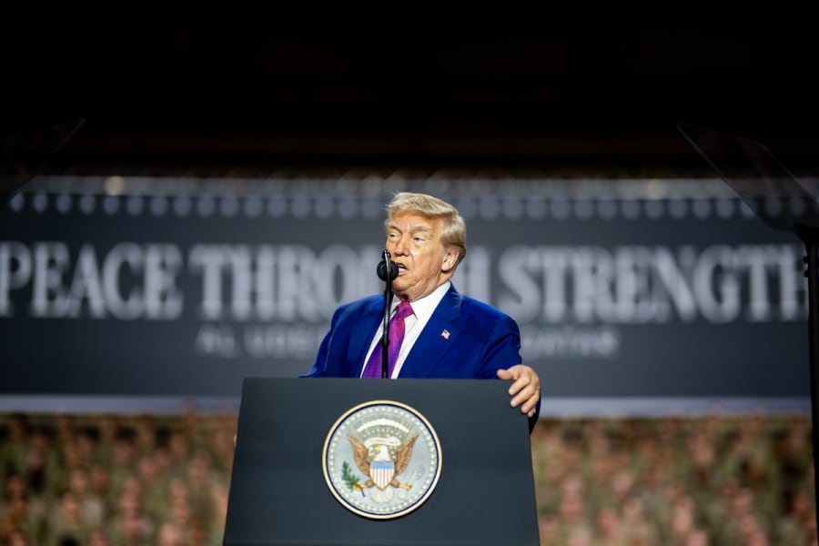 US President Donald Trump speaks at a US air base in Qatar, May 15, 2025 (Photo: White House)