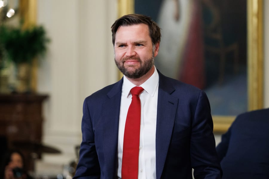 Vice President JD Vance departs an event celebrating military mothers with First Lady Melania Trump and President Donald Trump (not pictured) in the East Room of the White House in Washington DC on Thursday, May 8, 2025. (Photo: Aaron Schwartz/Sipa USA)