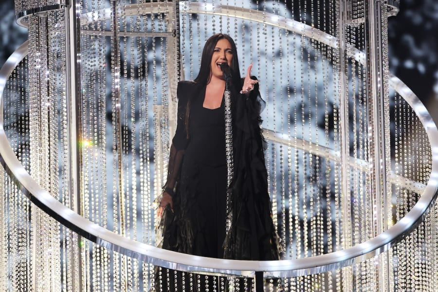 Yuval Raphael from Israel with the song "New Day Will Rise" on stage at the opening of the final of the 69th Eurovision Song Contest (ESC 2025) at St. Jakobshalle. (Photo: Jens Büttner/dpa via Reuters)