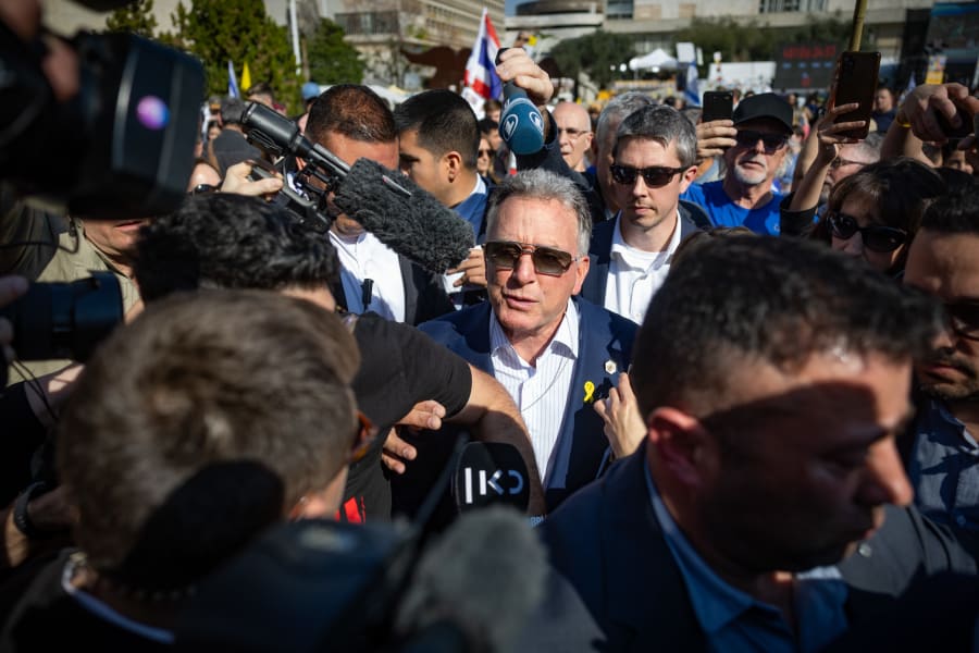 United States Special Envoy to the Middle East Steve Witkoff visits at Hostage square in Tel Aviv, Jan. 30, 2025. Photo by Yonatan Sindel/Flash90