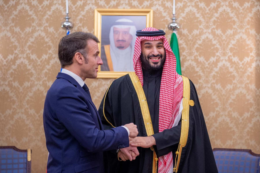 Saudi Crown Prince Mohammed bin Salman meets with French President Emmanuel Macron in Riyadh, Saudi Arabia, December 3, 2024. (Photo: Saudi Press Agency/Handout via REUTERS)