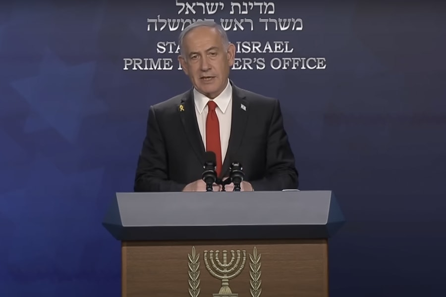 Israeli Prime Minister Benjamin Netanyahu speaks at press conference, May 21, 2025 (Photo: Screenshot/GPO)