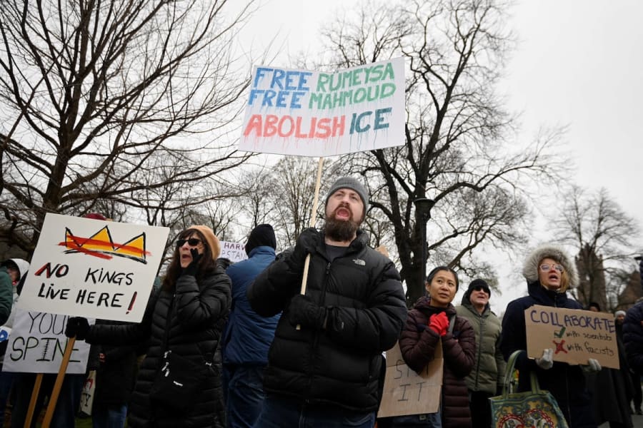 Demonstrators rally on Cambridge Common in a protest organized by the City of Cambridge calling on Harvard leadership to resist interference at the university by the federal government in Cambridge, Massachusetts, April 12, 2025. (Photo: REUTERS/Nicholas Pfosi)