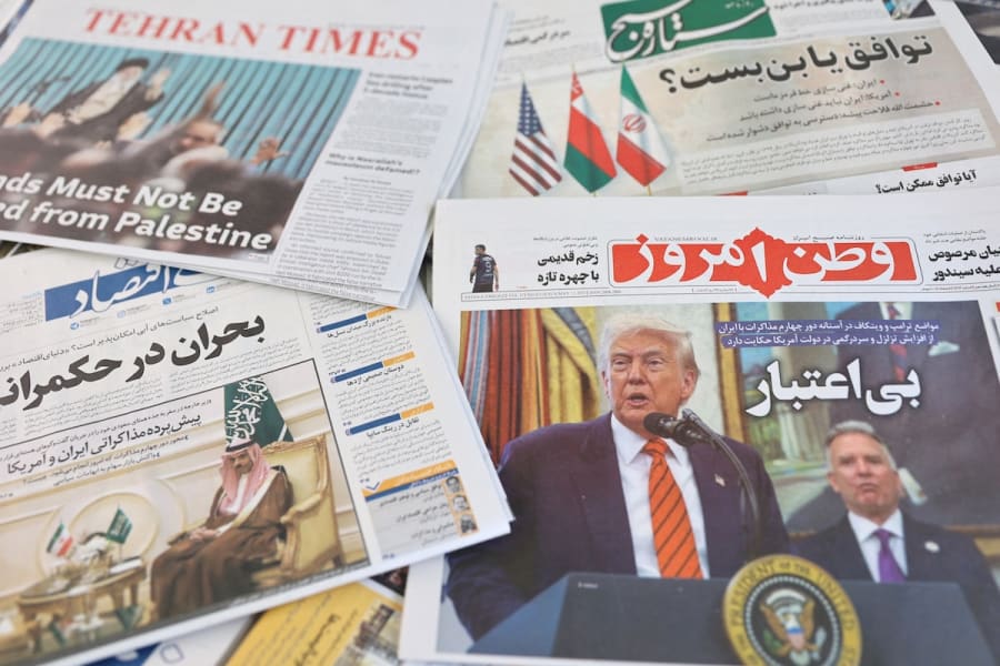 An Iranian newspaper with a cover photo of U.S. President Donald Trump and U.S. Middle East envoy Steve Witkoff, is seen in Tehran, Iran, May 11, 2025. (Photo: Majid Asgaripour/WANA via REUTERS)