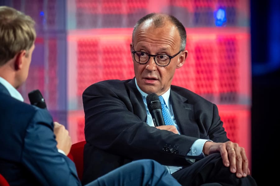 German Chancellor Friedrich Merz takes part in an on-stage discussion at the International WDR Europaforum as part of the Republica media conference, May 26, 2025. (Photo: Michael Kappeler/DPA via Reuters)