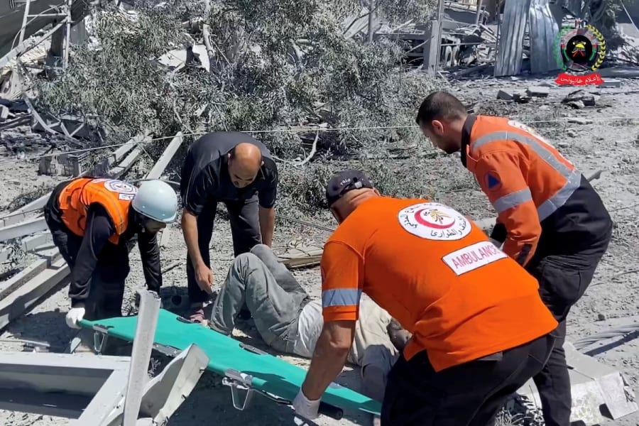 Seen of Israeli airstrike in Khan Younis, Gaza, May 23, 2025, in this screengrab taken from a video. (Photo: Palestinian Civil Defence/Handout via REUTERS)