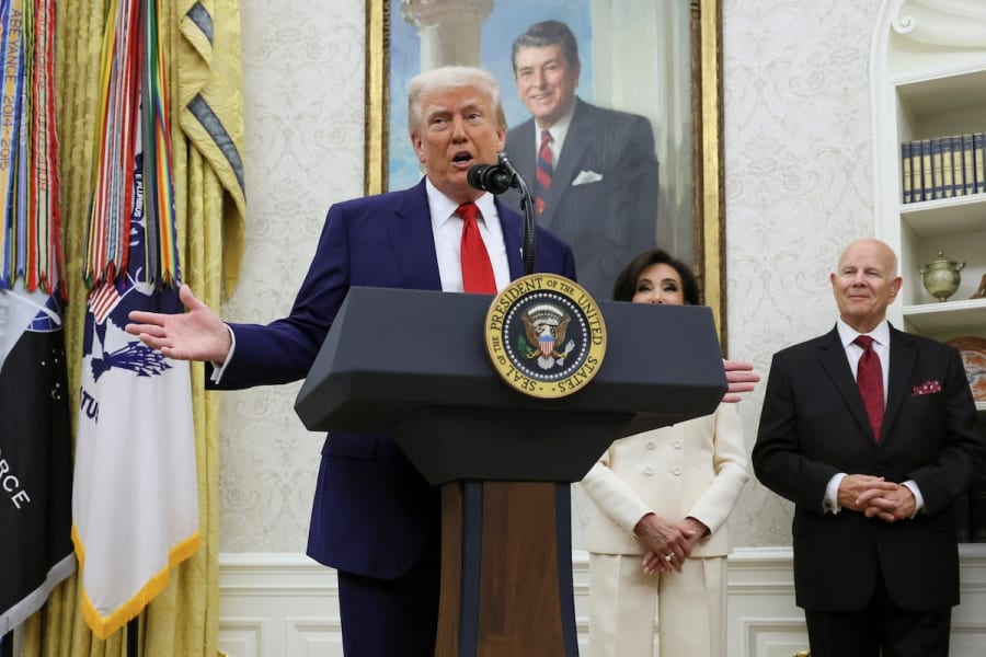 U.S. President Donald Trump speaks during a swearing-in ceremony for the interim U.S. Attorney for the District of Columbia, Jeanine Pirro, at the White House in Washington, D.C., May 28, 2025. (Photo: REUTERS/Leah Millis)