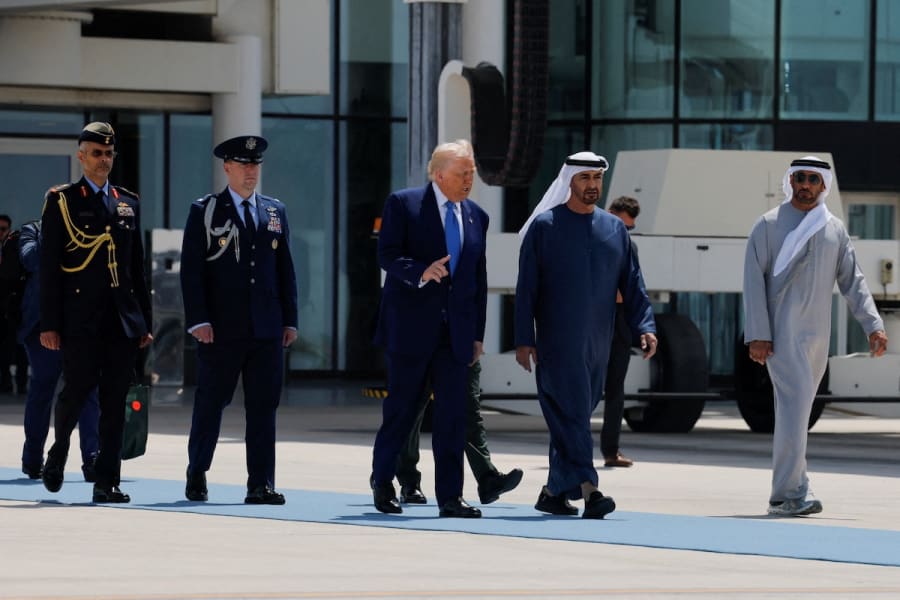 United Arab Emirates President Sheikh Mohamed bin Zayed Al Nahyan accompanies U.S. President Donald Trump as he departs Abu Dhabi, United Arab Emirates, May 16, 2025. (Photo: REUTERS/Brian Snyder)