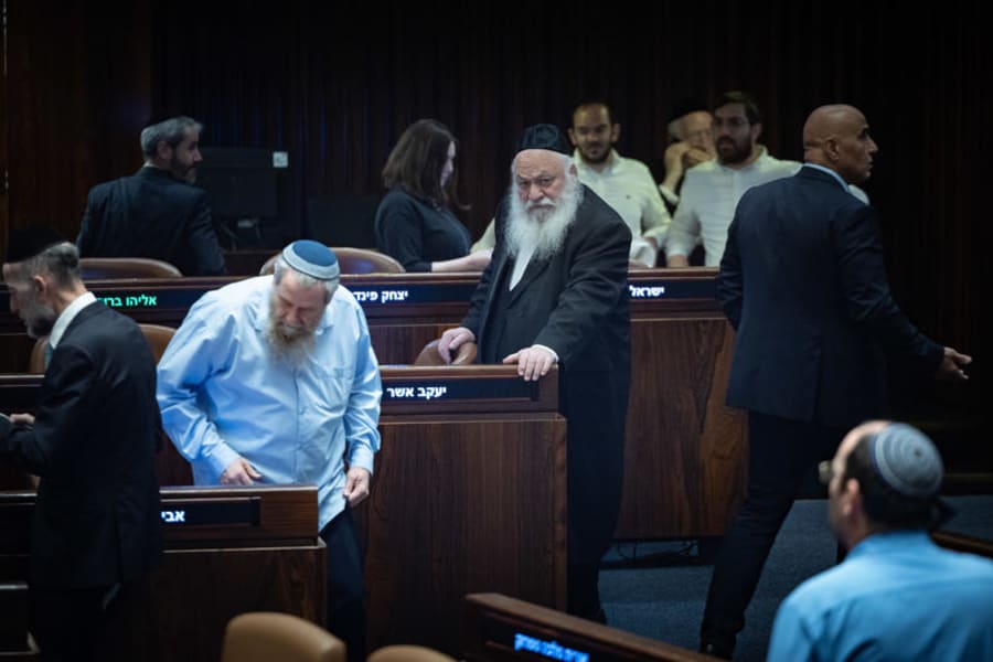 Yitzhak Goldknopf, Minister of Construction and Housing attends a plenum session at the assembly hall of the Knesset, the Israeli Parliament in Jerusalem on May 13, 2025. Photo by Yonatan Sindel/Flash90