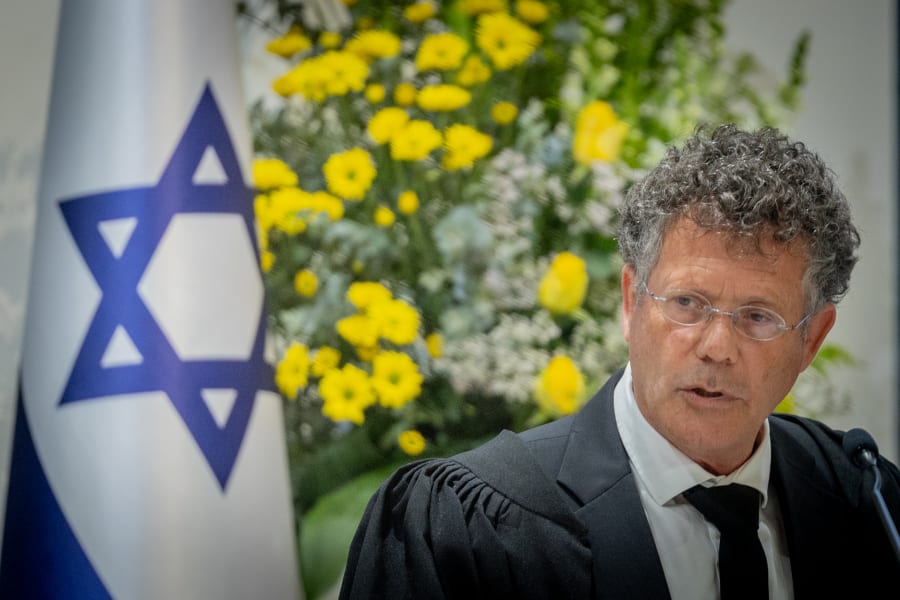 Head of the Supreme Court Amit Yitzhak attends an event at the President's Residence in Jerusalem on April 10, 2025. (Photo: Chaim Goldberg/Flash90)