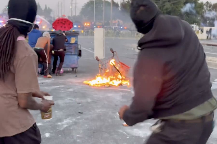 Protestors in Paramount, California clash with police (Photo: Screenshot)