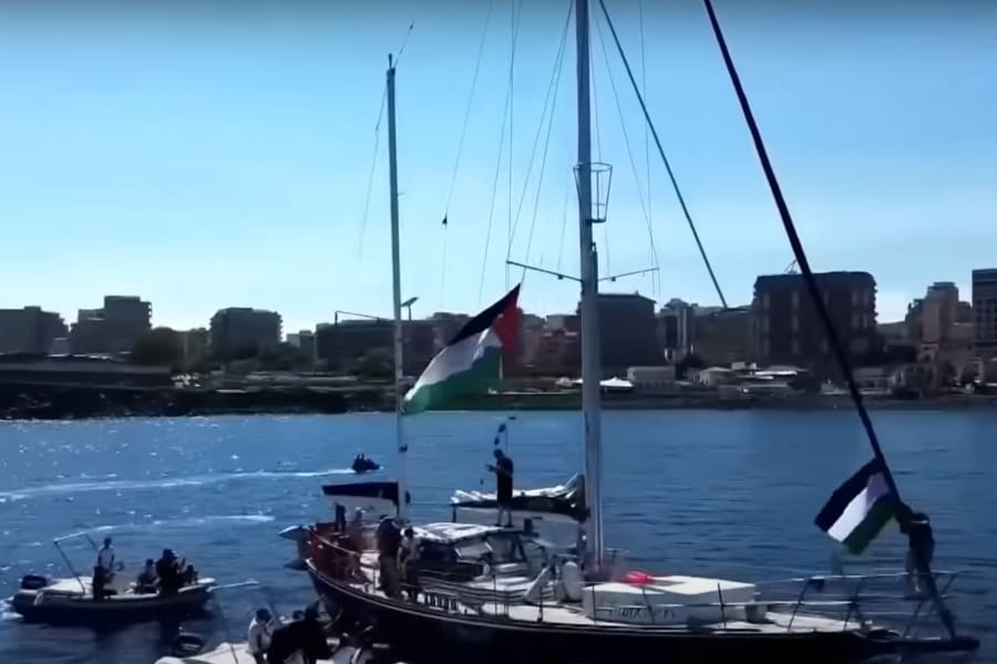 Aid Boat To Gaza Carrying Greta Thunberg , June 9, 2025. Photo: screenshot 10 News First Youtube