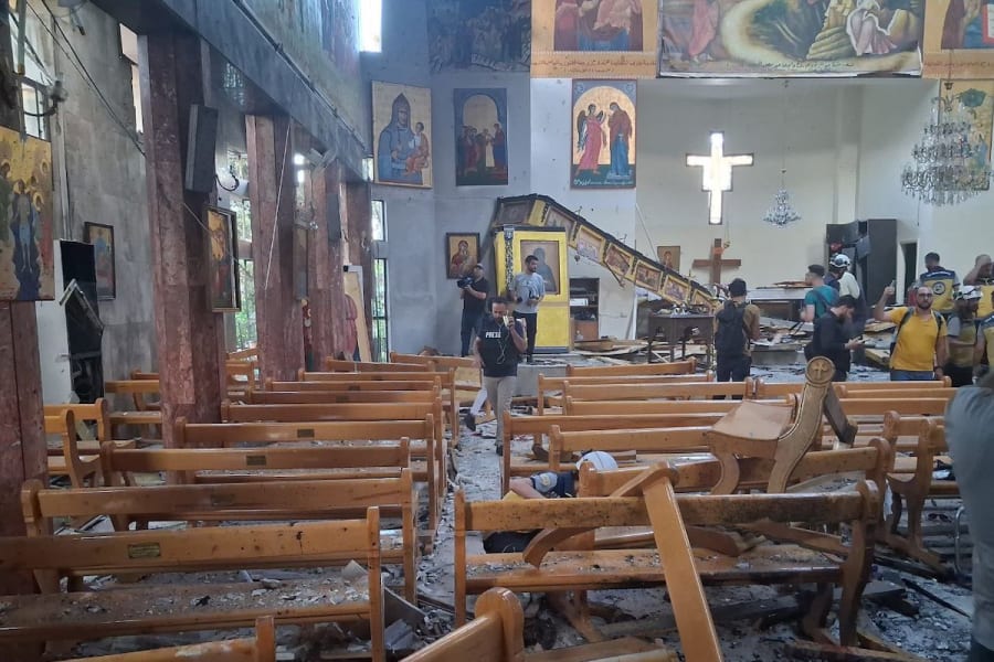 L'église Mar Elias à Damas attaquée par un kamikaze islamique, le 22 juin 2025. (Photo : médias sociaux)