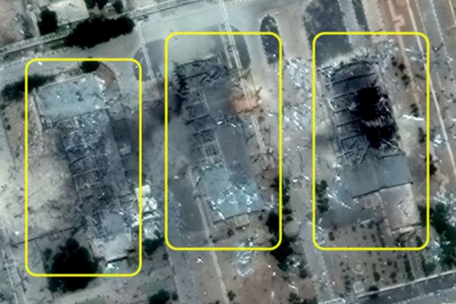 Sites nucléaires en Iran, tels qu'ils apparaissent sur les images satellite, 23 juin 2025. (Photo : Capture d'écran/Global Times/X)