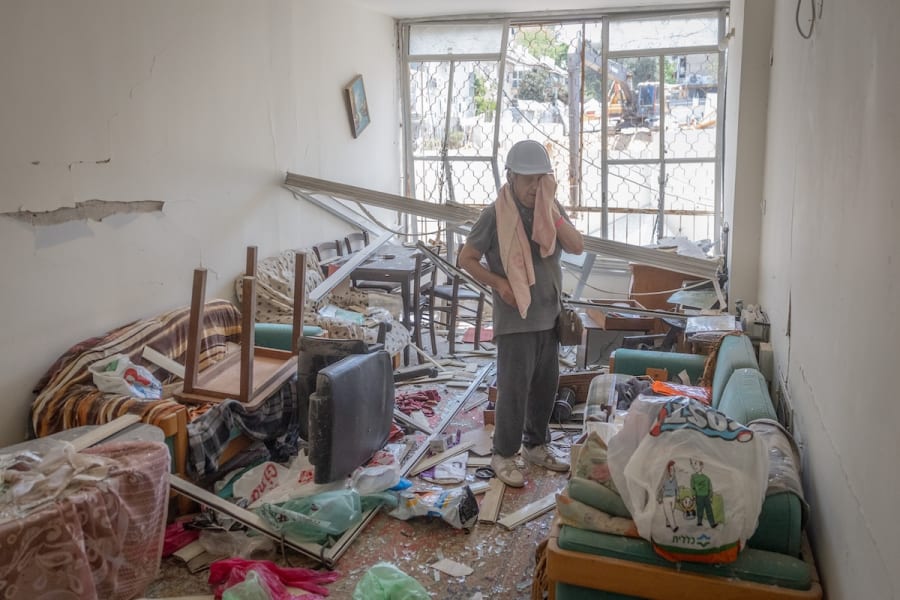 View of destruction in the central Israeli city of Bat Yam a few days after it was hit by a ballistic missile fired from Iran into Israel, June 24, 2025. (Photo: Chaim Goldberg/Flash90)