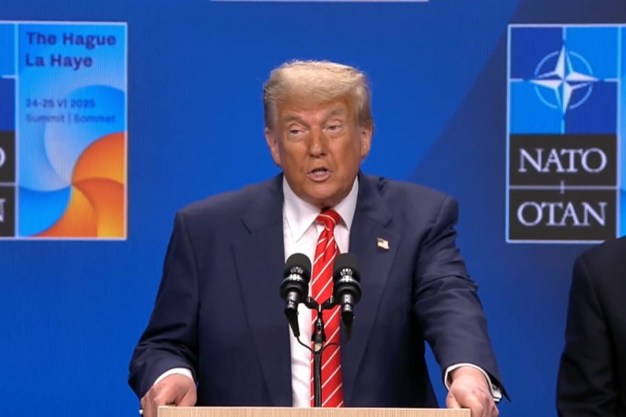 U.S. President Donald Trump speaks at a press conference during the NATO summit in The Hague, Netherlands, June 25, 2025. (Photo: Screenshot)