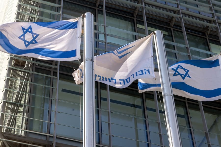 View of the Tel Aviv Stock Exchange. April 28, 2025. (Photo: Miriam Alster/Flash90)