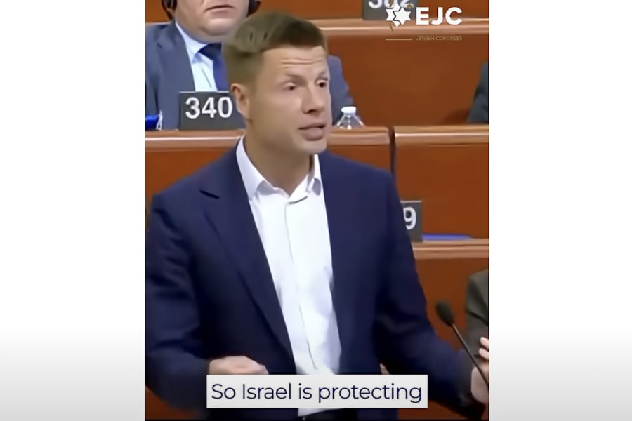 Ukrainian MP Oleksiy Goncharenko speaking at a European Council session (Photo: Screenshot)