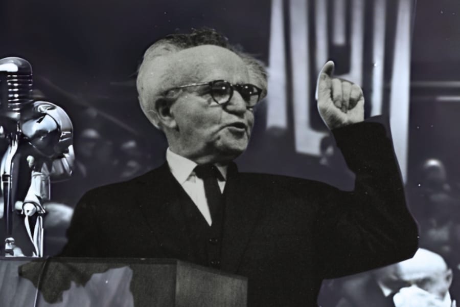 David Ben-Gurion speaking before the 25th Zionist Congress. (Photo from the Ben-Gurion House Archive)