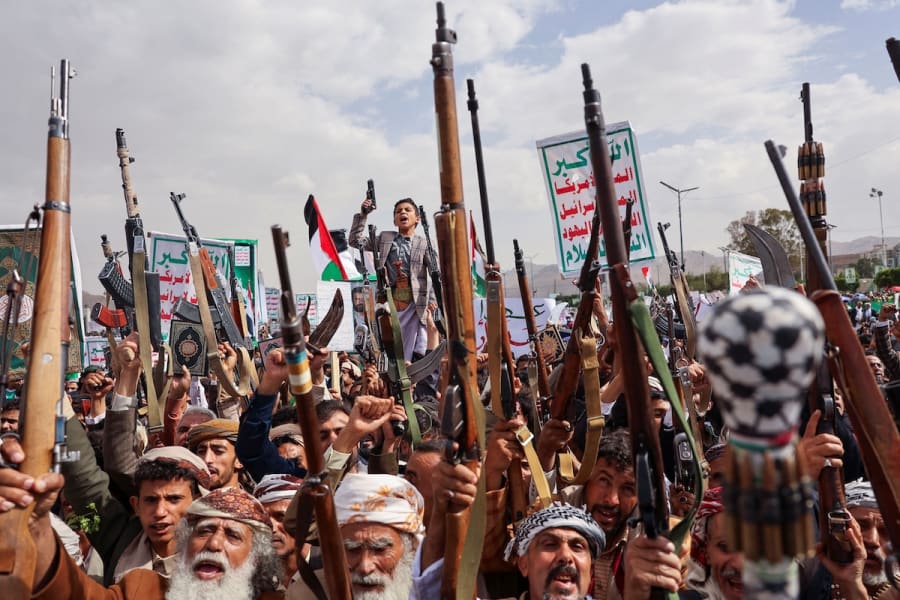 Houthi supporters protest in solidarity with Palestinians, in Sanaa, Yemen, July 11, 2025. (Photo: REUTERS/Khaled Abdullah)