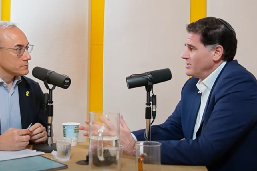 Minister of Strategic Affairs Ron Dermer during an interview on Dan Senor’s “Call Me Back” podcast. (Photo: screenshot from YouTube)