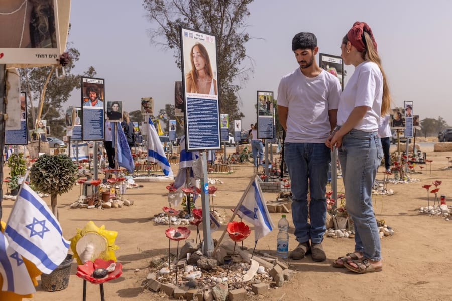 Israelis visit the site of the Nova music festival massacre during Memorial Day which commemorates the fallen Israeli soldiers and victims of terror in Re'im forest, near the Israeli-Gaza border, April 30, 2025. (Photo: Yossi Aloni/Flash90)