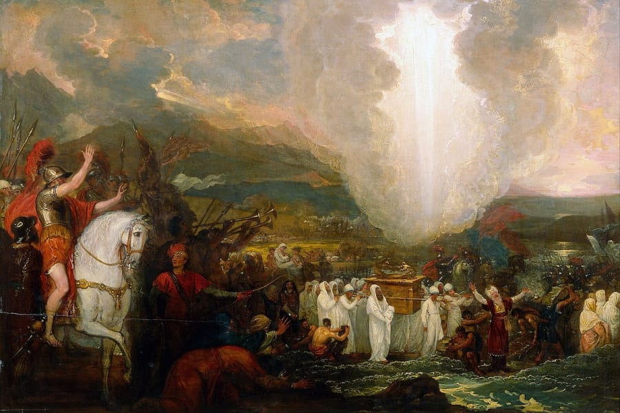 "Joshua passing the River Jordan with the Ark of the Covenant" by Benjamin West, 1800 (Image: Wikimedia Commons)