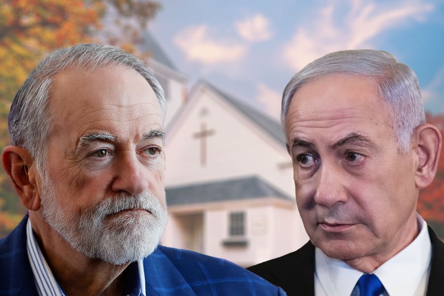 U.S. Ambassador to Israel Mike Huckabee and Israeli Prime Minister Benjamin Netanyahu. Credit: Reuters & Shutterstock. Edited by All Israel News staff