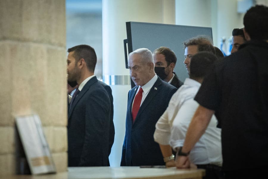 Prime Minister Benjamin Netanyahu arrives to a Likud party meeting at the Knesset, Israel's parliament in Jerusalem on July 23, 2025. Photo by Yonatan Sindel/Flash90