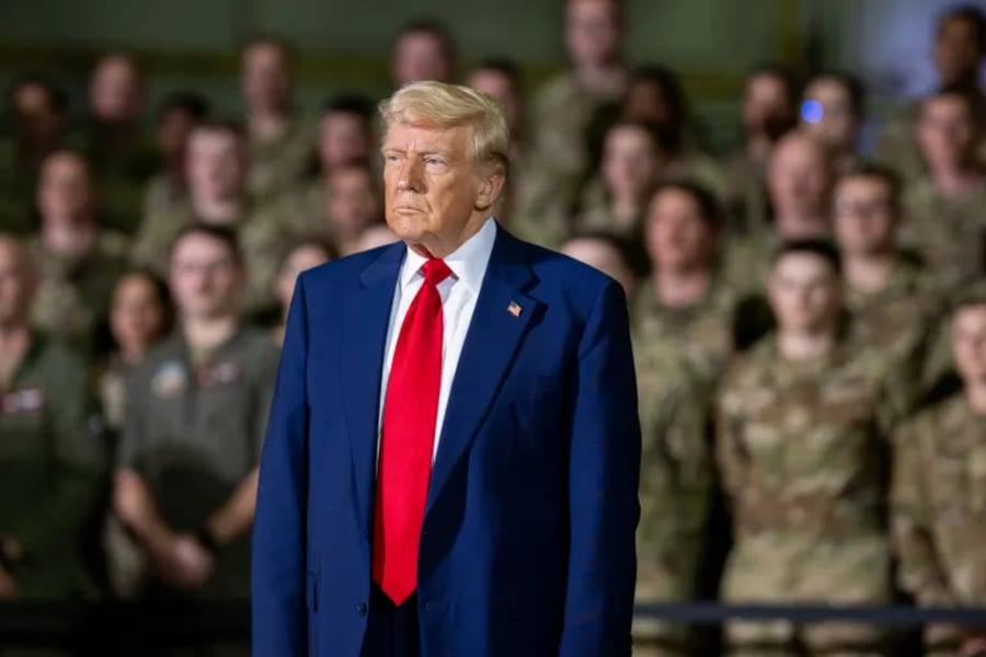 President Trump speaks at Selfridge Air National Guard Base in Harrison Township, Michigan. 29 April 2025. Photo: The White House