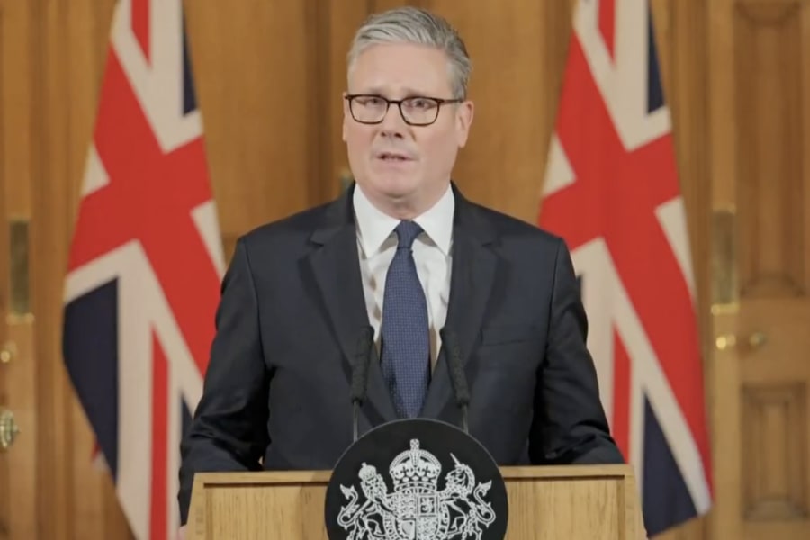 British Prime Minister Keir Starmer delivers a statement regarding planned recognition of a Palestinian state (Photo: Screenshot)